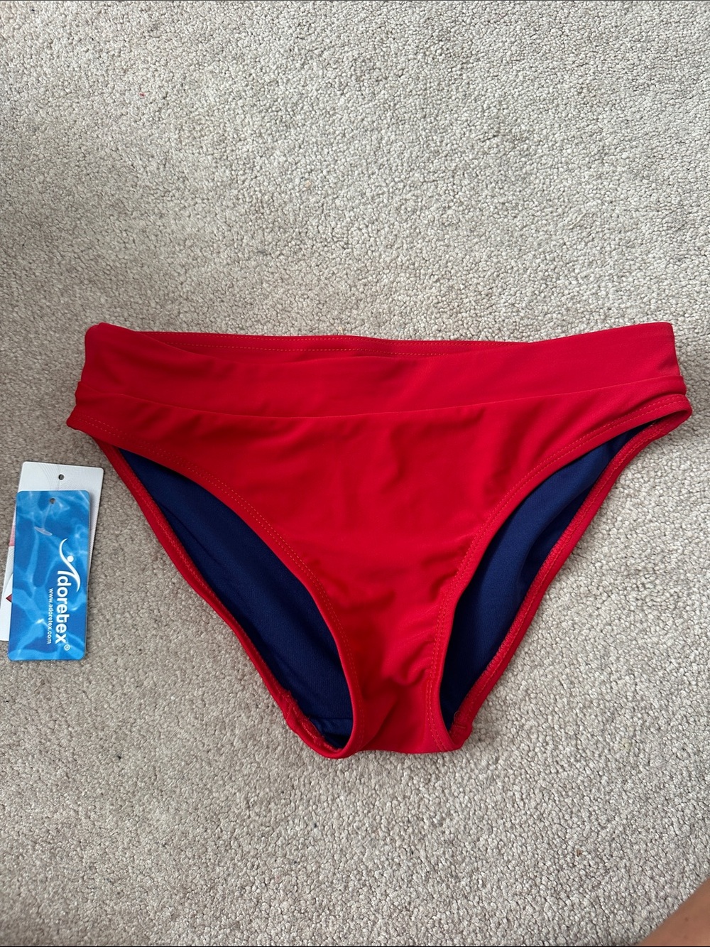 Adore Red Women's Bikini Bottoms with Navy Lining